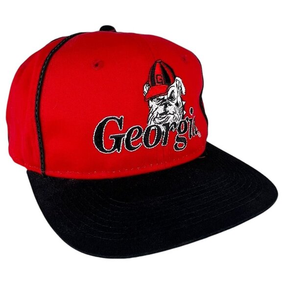 Georgia Bulldogs Snapback Hat By The Game Red And Black Cap Adjustable Vintage - Picture 1 of 9